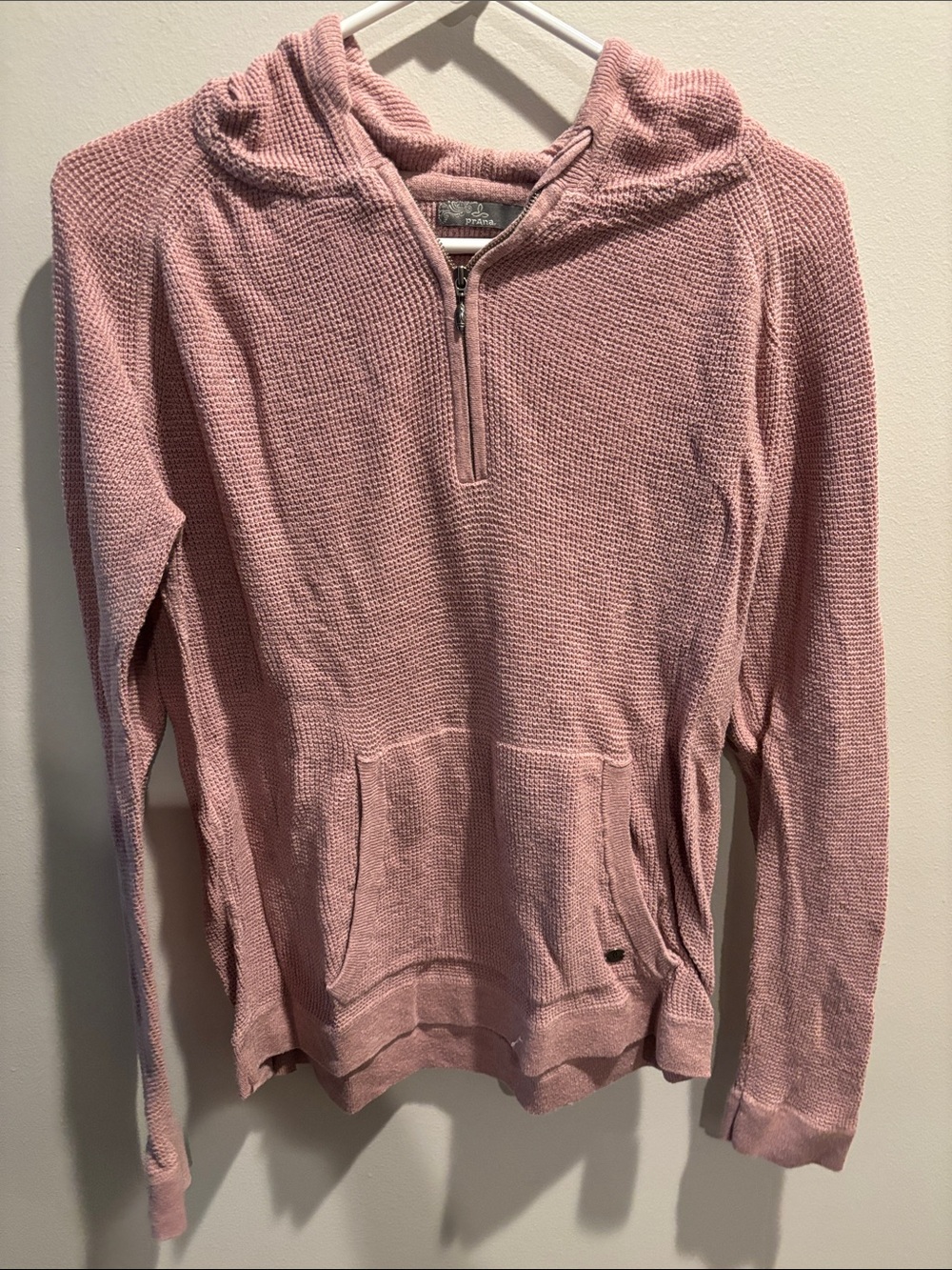 Prana Dusty Pink Half-Zip Waffle Hoodie